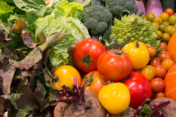 Colorful fruits and vegetables background