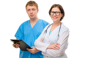 successful and skilled doctor working in a team, a portrait on a