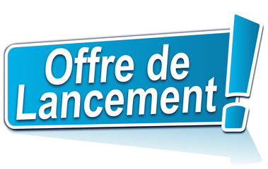 offre de lancement sur étiquette bleue