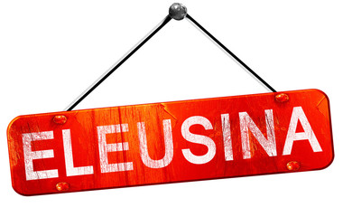 Eleusina, 3D rendering, a red hanging sign