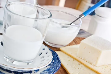 Papier Peint photo Lavable Produits laitiers Lait - fromage - yaourt - fromage blanc