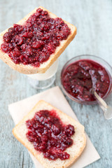 Bread with raspberry jam
