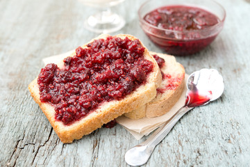 Bread with raspberry jam
