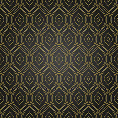 Seamless vector golden pattern. Modern geometric pattern with repeating wavy lines