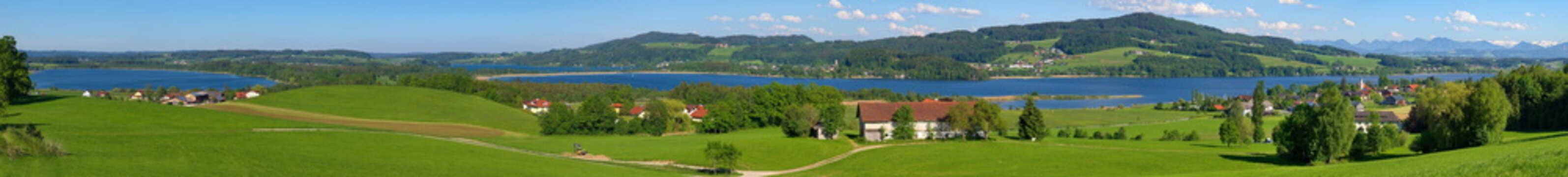 3-Seen Panorama; Obertrumer See, Mattsee und Grabensee