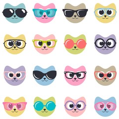 set of cats with sunglasses