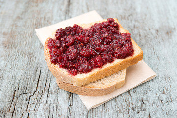 Bread with raspberry jam
