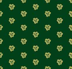 Floral green and golden ornament. Seamless abstract background with fine pattern for design and decorate