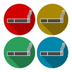 Cigarette icon - vector icons set with long shadow