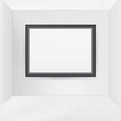 VECTOR ADS: Abstract Indoor room architecture with big frame. Mock-up template ready for design.