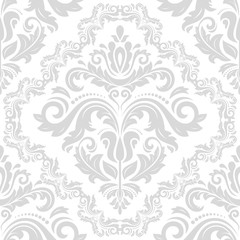 Damask seamless light gray ornament. Traditional pattern. Classic oriental background