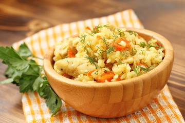Pilaf with chicken and vegetables