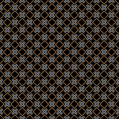 Checkered black seamless pattern with rhombus and cross