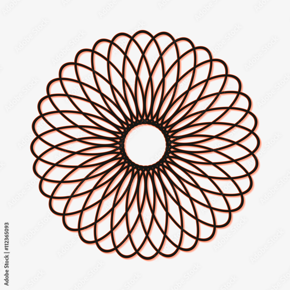 Poster abstract spirograph element. concentric circles with intersecting outlines.