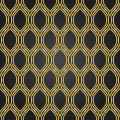 Fototapeta premium Seamless ornament. Modern geometric pattern with repeating golden wavy lines