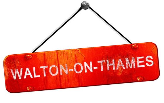 Walton-on-thames, 3D rendering, a red hanging sign
