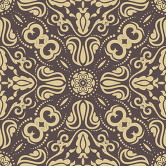 Oriental classic golden pattern. Seamless abstract background