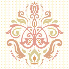 Oriental colored pattern with arabesques and floral elements. Traditional classic ornament