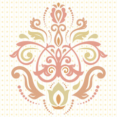 Oriental colored pattern with arabesques and floral elements. Traditional classic ornament