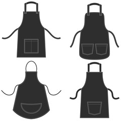 Black apron set isolated on white
