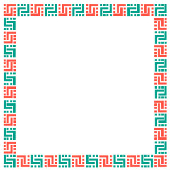 Ethnic geometric frame on white