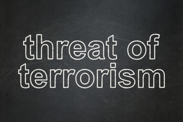 Fototapeta premium Political concept: Threat Of Terrorism on chalkboard background