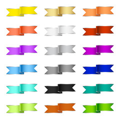 Large set of colorful wavy ribbon banners
