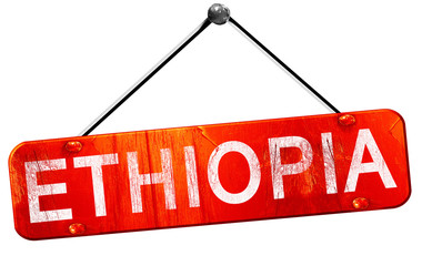 Ethiopia, 3D rendering, a red hanging sign