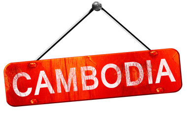 Cambodia, 3D rendering, a red hanging sign