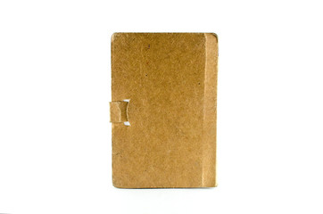 Brown note book on white background
