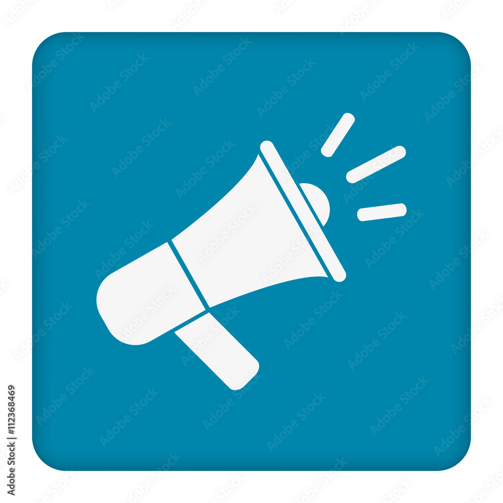 Aufkleber speaker vector icon. white illustration isolated on blue background for graphic and web design.