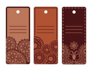 Ornamental ethnic design labels set vector ilustration