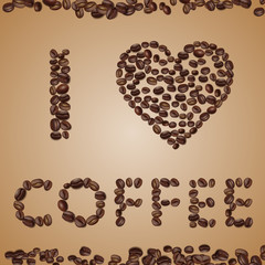 Coffee heart. coffee beans. I love coffee