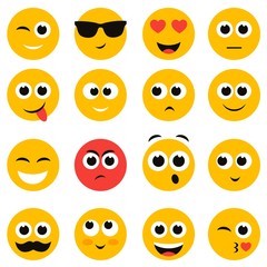 emotional face icons isolated on white