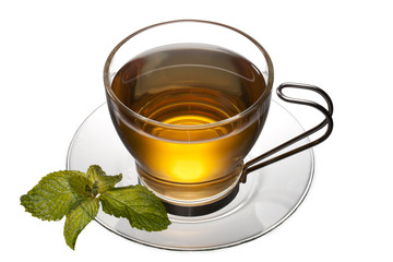 cup of tea with mint leaves