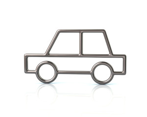 3d illustration of silver sedan car icon