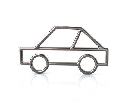 3d illustration of silver sport car icon