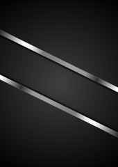 Abstract black background with metallic stripes