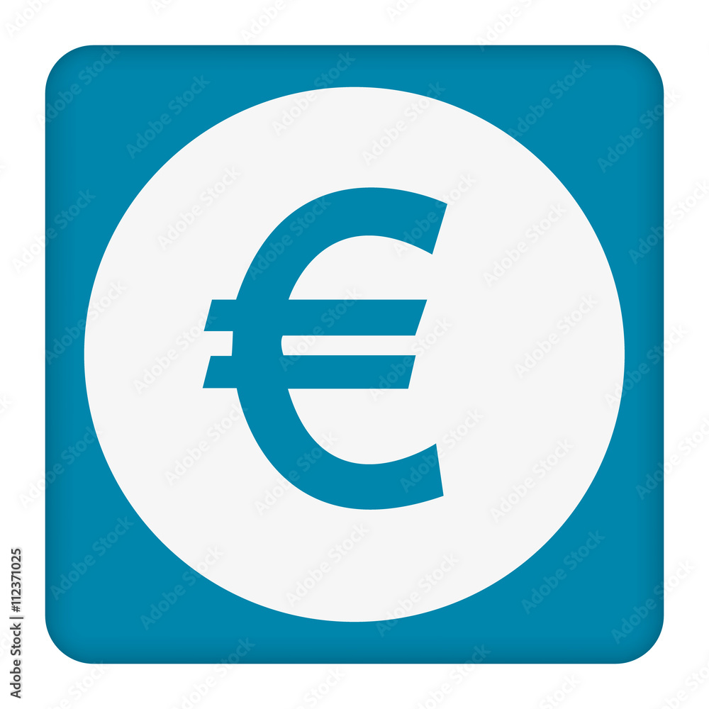Aufkleber icon of a euro sign in blue and white - abstract vector image easy to change color.