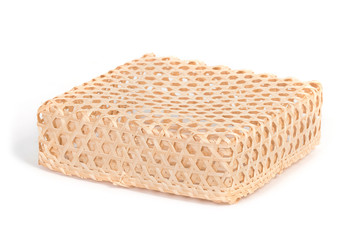 square bamboo wicker basket, isolated on white background