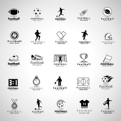 Football Icon Set - Isolated On Gray Background. Vector Illustration, Graphic Design.For Web, Websites, Print, Presentation Templates, Mobile Applications And Promotional Materials
