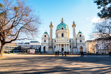 St Charles Church in the morning, Vienna, Austria
