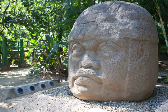 Famous Olmec head, La Venta park, Mexico