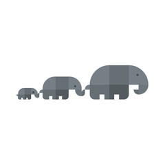 Family of elephants kept each other in flat geometric illustration modern icon design