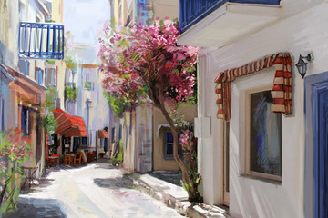 Fototapeta na wymiar illustration the greek town.
