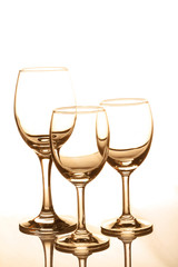 Empty three wine glasses