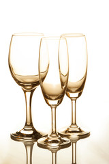 Empty three wine glasses