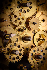Vintage gears and cogs from old mechanism macro