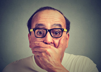 portrait of amazed scared man