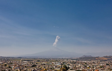 Popocatepetl volcano seen from Cholula (Mexico)